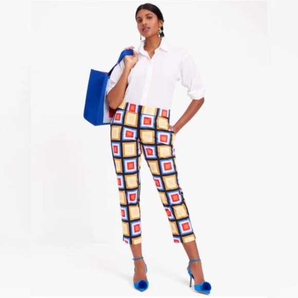 Kate Spade Blocks Of Color Doris Pants Mod Retro Sz 10 - Picture 2 of 13